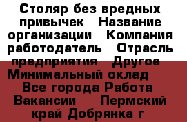 Столяр без вредных привычек › Название организации ­ Компания-работодатель › Отрасль предприятия ­ Другое › Минимальный оклад ­ 1 - Все города Работа » Вакансии   . Пермский край,Добрянка г.